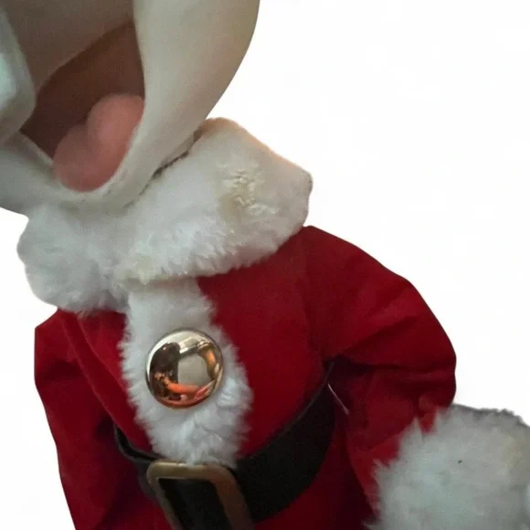 Festive Santa Bunny Figurine in Red and White - Picture 5 of 7